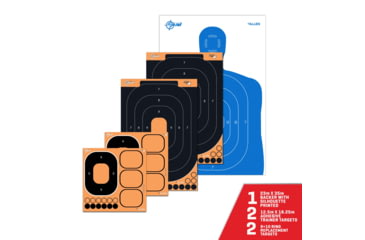 Image of EZ-Aim Splash Reactive Paper Shooting Targets, Silhouette Kit, 23inW x 35inH &amp; 12.5inW x 18.25inH, Blue/White &amp; Black/Orange, 15579