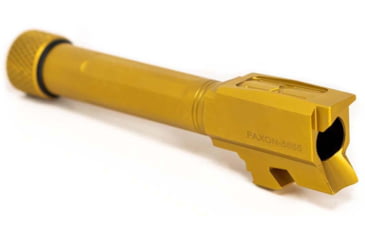 Image of Faxon Firearms Match Series Glock 43/43X Threaded Barrel, 9mm Caliber, 416-R Stainless Steel, TiN PVD, Gold, GB910N43SGQ-T-TIN