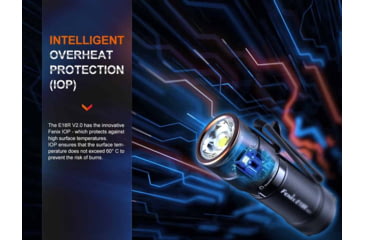 Image of Fenix E18R V2.0 Rechargeable EDC Flashlight, 16340, Luminus SST40 Cool White LED, 1200 Lumens, E18RV2BK