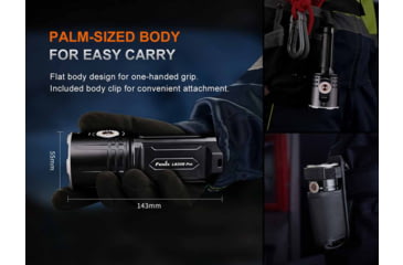 Image of Fenix LR35R PRO, Flashlight, White/Red/UV LED, 10,000 Lumens, Anodized Finish, Black, Includes 2-Rechargeable ARB-L21-6000 Batteries and USB Type-C Charging Cable