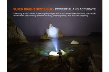 Image of Fenix LR35R PRO, Flashlight, White/Red/UV LED, 10,000 Lumens, Anodized Finish, Black, Includes 2-Rechargeable ARB-L21-6000 Batteries and USB Type-C Charging Cable
