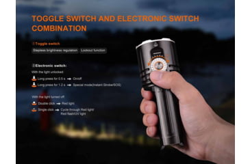 Image of Fenix LR35R PRO, Flashlight, White/Red/UV LED, 10,000 Lumens, Anodized Finish, Black, Includes 2-Rechargeable ARB-L21-6000 Batteries and USB Type-C Charging Cable