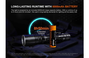 Image of Fenix TK30R, Flashlight, White Laser, 500 Lumens, 1,500 Meter Maximum Beam Distance, Anodized Finish, Black, Includes ARB-L21-6000 Battery and USB Type-C Charging Cable