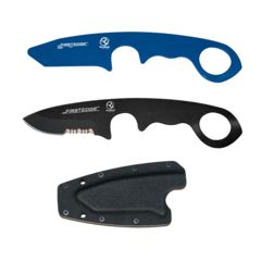 Image of First Edge HR-1 Kit Droppoint Serrated Edge Fixed Blade Knife, Blue Trainer, Sheath, Black, 4883