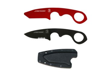 Image of First Edge HR-2 Kit Droppoint Serrated Edge Fixed Blade Knife, Trainer, Sheath, Red/Black, 4887
