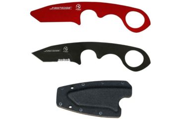 Image of First Edge HR-2 Kit Tanto Serrated Edge Fixed Blade Knife, Trainer, Sheath, Red/Black, 4885