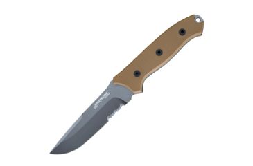 Image of First Edge Thruster Field Fixed Blade Knife Serrated Edge, Elmax Bead Blast Blade, Coarse Black, 15155-BBB