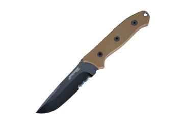 Image of First Edge Thruster Field Fixed Blade Knife Serrated Edge, Elmax Black Oxide Blade, Coarse Black, 15155-BLB