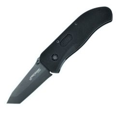Image of First Edge Tracklock Modified Tanto Folding Knife, Assisted Opening Fine Edge, Elmax Bead Blast Blade, Coarse Black 1050-BBB