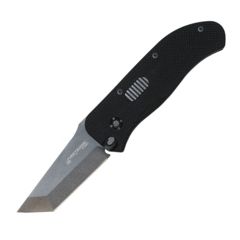 Image of First Edge Tracklock Original Tanto Folding Knife, Auto Opening Fine Edge, Elmax Bead Blast Blade, Coarse Black 1450-BBB