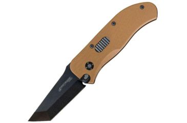 Image of First Edge Tracklock Original Tanto Folding Knife, Auto Opening Fine Edge, Elmax Black Oxide Blade, Coarse Green, 1450-BLG