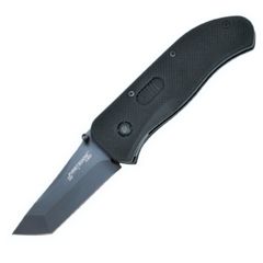 Image of First Edge Tracklock Original Tanto Folding Knife, Assisted Opening Fine Edge, Elmax Bead Blast Blade, Coarse Black 1350-BBB