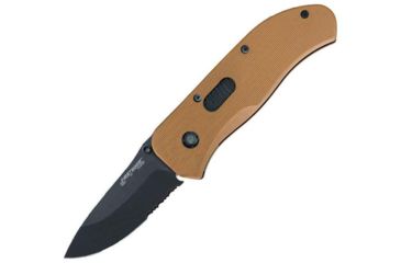 Image of First Edge Tracklock Tactical Hunter Folding Knife, Assisted Opening Serrated Edge, Elmax Black Oxide Blade, Coarse Green, 1655-BLG