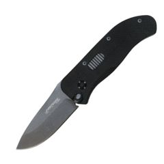 Image of First Edge Tracklock Tactical Hunter Folding Knife, Auto Opening Fine Edge, Elmax Bead Blast Blade, Coarse Black 1750-BBB