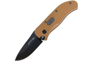 Image of First Edge Tracklock Tactical Hunter Folding Knife, Auto Opening Fine Edge, Elmax Black Oxide Blade, Coarse Black, 1750-BLB