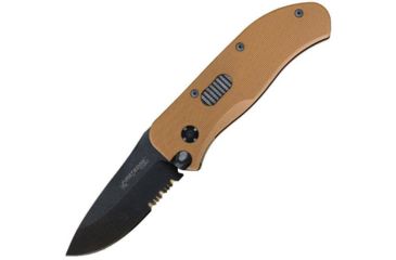Image of First Edge Tracklock Tactical Hunter Folding Knife, Auto Opening Serrated Edge, Elmax Black Oxide Blade, Coarse Black, 1755-BLB