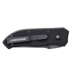 Image of First Edge Tracklock Tactical Hunter Folding Knife, Auto Opening Serrated Edge, Elmax Bead Blast Blade, Coarse Black 1755-BBB