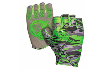 Image of Fish Monkey Stubby Guide Gloves, Voodoo Swamp Neon Green, L, FM18-VSG-L