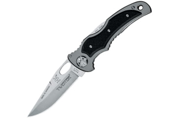 Image of Fox Twister Lockback Folding Knife, 3.25 satin finish 440C stainless blade, Gray aluminum handle with black G10 onlay, 01FX239