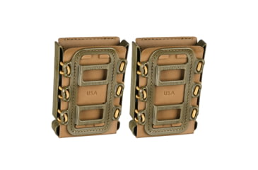 Image of G-Code Soft Shell Scorpion Magazine Carrier Pack of 2, Rifle, R1/R2/R3 Molle and Belt Mounts, Ambidextrious, Green On Tan, OD Green Frame/Tan Shell, Rifle, SS-R1-2PK-123-GNTN