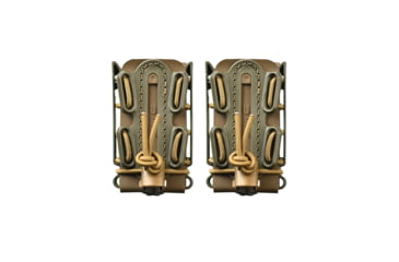 Image of G-Code Soft Shell Scorpion Pistol Magazine Carrier Pack of 2, Short, P1/P2/P3 Molle and Belt Mounts, Ambidextrious, Green On Tan, OD Green Frame/Tan Shell, Short, SS-P2-2PK-123-GNTN