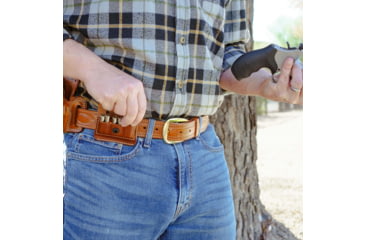 Image of Galco 2X2X2 Ammo Carrier 2.0, Caliber .44 Magnum / Special, Caliber .45 Colt, Charter Arms Bulldog Pug .44 2 1/2in, Colt .44 Saa 4 3/4in, Taurus Raging Hunter 8 3/8in W/Scope, Ambidextrous Hand, Tan, 2X2-44