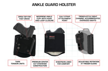 Image of Galco Ankle Guard Leather Holster, Left, Ankle Holster, Plain, Black , AGD801RB