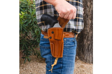 Image of Galco Big Iron Belt Holster, Colt Python 5in, Smith &amp; Wesson L Frame M686 Plus 5in, Right Hand, Tan, BI366