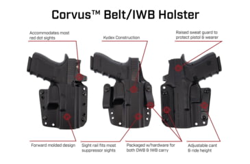 Image of Galco Corvus Belt/Iwb Holster, Glock 17 Gen 3-5 W/Tlr-1, Glock 17 Gen 3-5 W/Tlr-1 W/Wo Red Dot, Right Hand, Black, CVS872RB