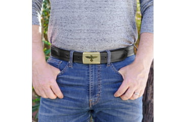 Image of Galco SB32 1 1/2in Gunsite Raven Flat Back Buckle Holster Belt