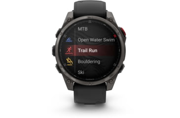 Image of Garmin Fenix 8 Pro Unisex Watches, 47mm Case Diameter, Titanium Bezel, Black/Pebble Gray Silicone Band, 010-03198-00