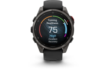 Image of Garmin Fenix 8 Pro Unisex Watches, 47mm Case Diameter, Titanium Bezel, Black/Pebble Gray Silicone Band, 010-03198-00