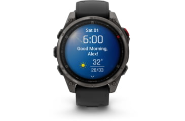 Image of Garmin Fenix 8 Pro Unisex Watches, 47mm Case Diameter, Titanium Bezel, Black/Pebble Gray Silicone Band, 010-03198-00