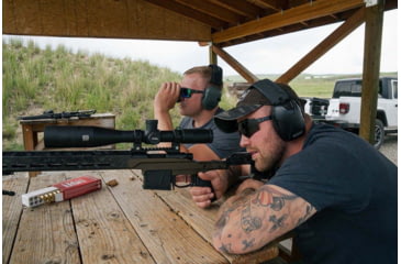 Image of Gatorz Milspec Ballistic Z87.1 Sunglasses, Black Cerakote Frame, Smoke - Clear Array Lens, Blackout Logo, One Size, GZ-10-493