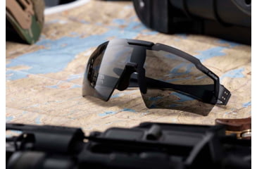 Image of Gatorz Milspec Ballistic Z87.1 Sunglasses, Black Cerakote Frame, Smoke - Clear Array Lens, Blackout Logo, One Size, GZ-10-493