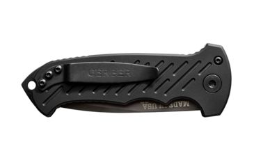Image of Gerber 06 Auto Automatic Folding Knife, 8.5 in Overall, 3.8 in S30V Plain Drop Point Black Oxide Blade, Anodized 6061-T6 Machined Aluminum Black Handle, 30-001295