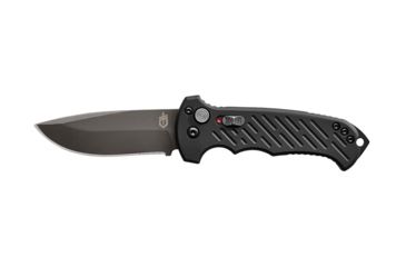Image of Gerber 06 Auto Automatic Folding Knife, 8.5 in Overall, 3.8 in S30V Plain Drop Point Black Oxide Blade, Anodized 6061-T6 Machined Aluminum Black Handle, 30-001295