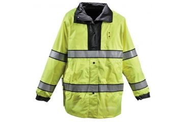 Image of Gerber Outerwear Typhoon Reversible Rain Jacket, ANSI 107, Black / Lime, Small, Regular 70W3/L SR