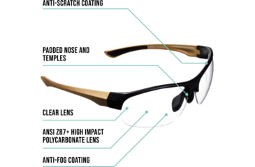 Image of Girls With Guns Devotee Protective Shooting Safety Glasses, Gold/Brown Frame, Clear Lenses, One Size, 2371