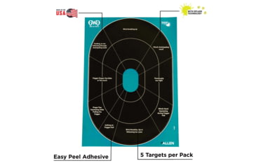 Image of Girls With Guns Gwg Splash Self-Adhesive Oval Handgun Trainer Paper Target, Teal/Black, 12X18, 15283