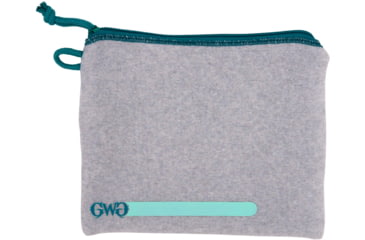 Image of Girls With Guns Knit Fabric Handgun Storage Pouch w/Writable ID Label, Lockable Keyring, Zipper Closure, 7x9in, Fleece Lining, Full Size Interior, Gray/Blue Accents, 9074