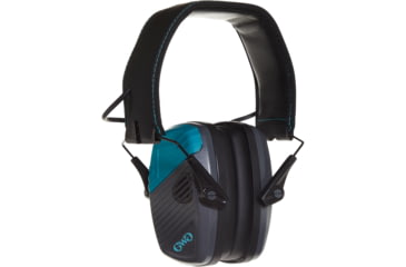 Image of Girls With Guns Shield Low-Profile Electronic Earmuffs, 24 dB NRR, ANSI S3.19 &amp; CE EN352-1 Hearing Protection Rated, Gray/Teal/Black, One Size, 2348