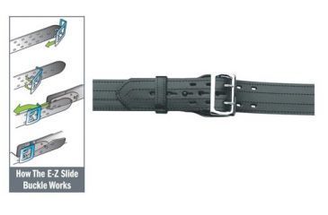 Image of Gould &amp; Goodrich K-Force E-Z Slide Duty Belt, 4 Row Stitched, 36, Nickel, Black, B49-36FL4R