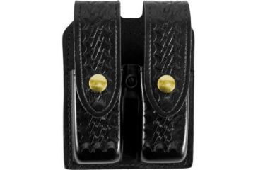 Image of Gould &amp; Goodrich Double Magazine Case w/Snap Closure, Basket Brass Snap - Glock 17/19, Black Weave, B627-7WBR
