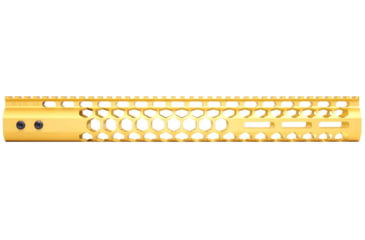 Image of Guntec USA AR-15 15in Air Lite Series Honeycomb M-LOK Free Floating Handguard w/ Monolithic Top Rail, Anodized Gold, GT-15HC-AL-MLK-GOLD