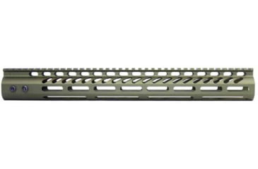 Image of Guntec USA AR-15 15in Ultra Lightweight Thin M-LOK System Free Floating Handguard w/ Monolithic Top Rail, Anodized Green, GT-15MLK-GREEN
