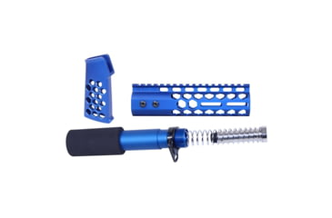 Image of Guntec USA AR-15 Honeycomb Pistol Furniture Set, 7in, Anodized Blue, AR-HCP-SET-BLUE