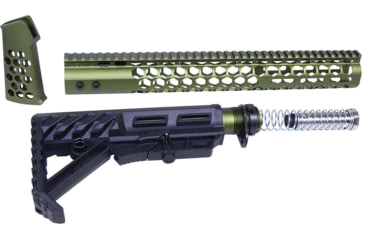 Image of Guntec USA AR-15 Honeycomb Series Complete Furniture Set, Gen 2, Anodized Green, HC-SET-G2-GREEN