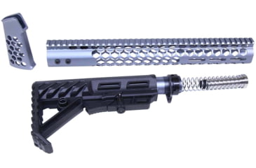 Image of Guntec USA AR-15 Honeycomb Series Complete Furniture Set, Gen 2, Anodized Grey, HC-SET-G2-GREY