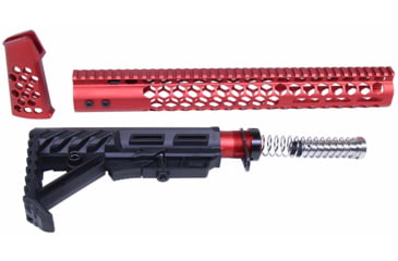 Image of Guntec USA AR-15 Honeycomb Series Complete Furniture Set, Gen 2, Anodized Red, HC-SET-G2-RED